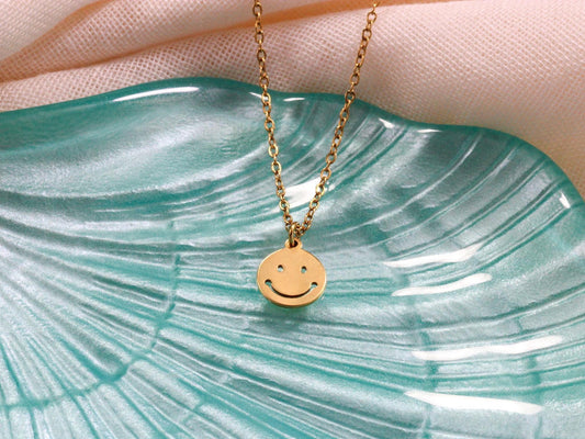 Χρυσό Ατσάλινο Κολιέ Smiley