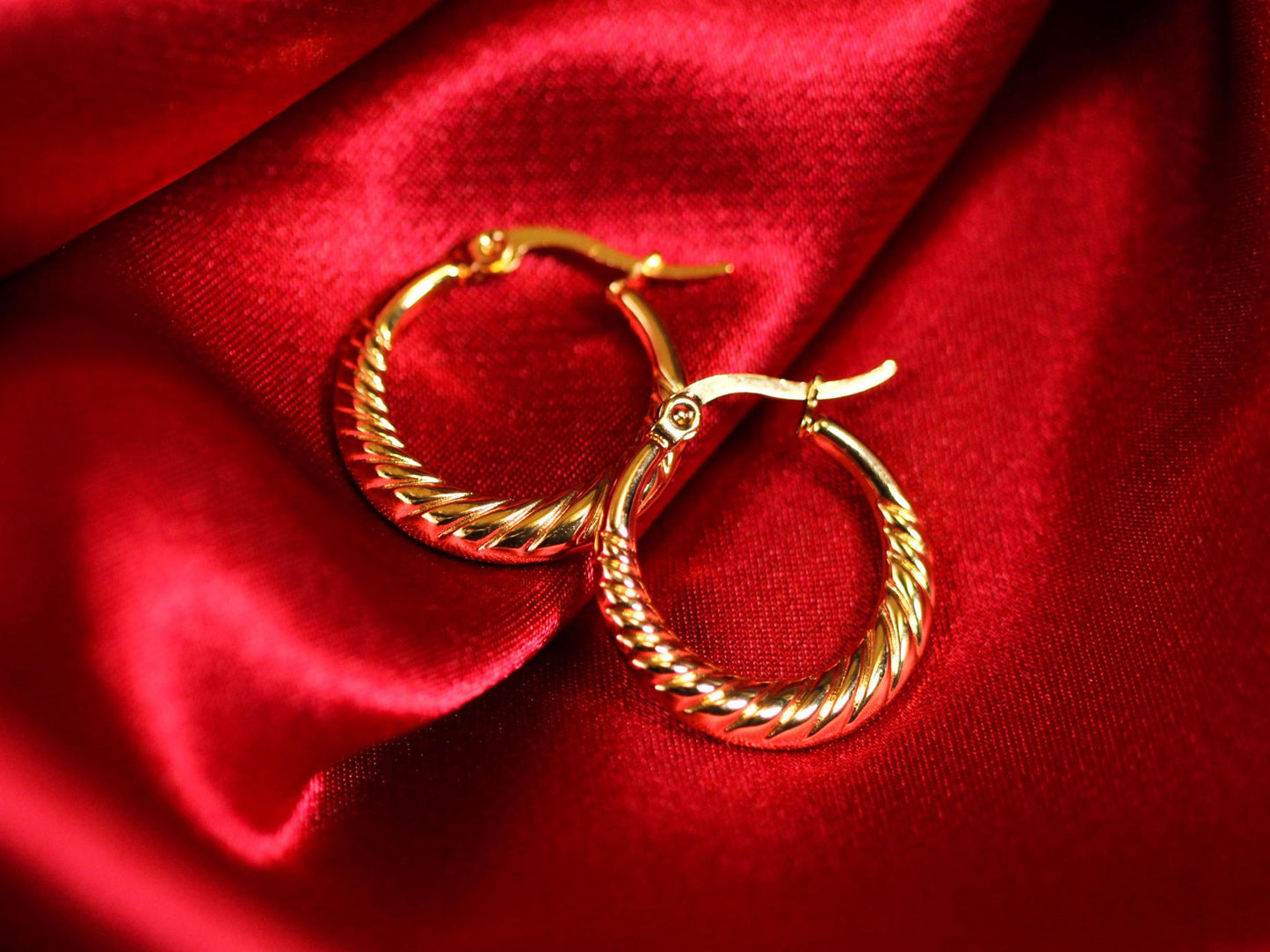 Χρυσά Ατσάλινα Κρικάκια Twisted Rope Σκουλαρίκια